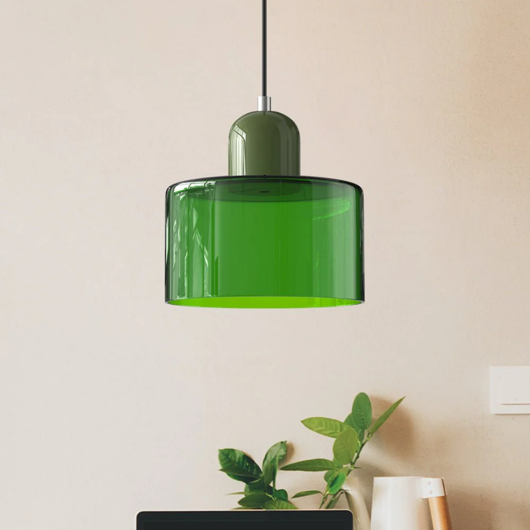 Retro Glass Shade Hanging Lamp with Adjustable Cable