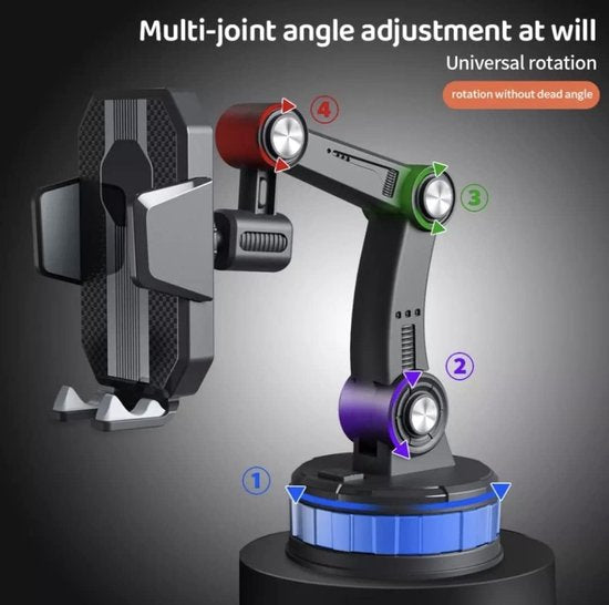 Suction Cup Car Phone Holder with 360° Rotation and One-Hand Release