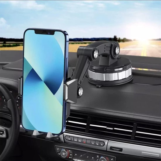 Suction Cup Car Phone Holder with 360° Rotation and One-Hand Release