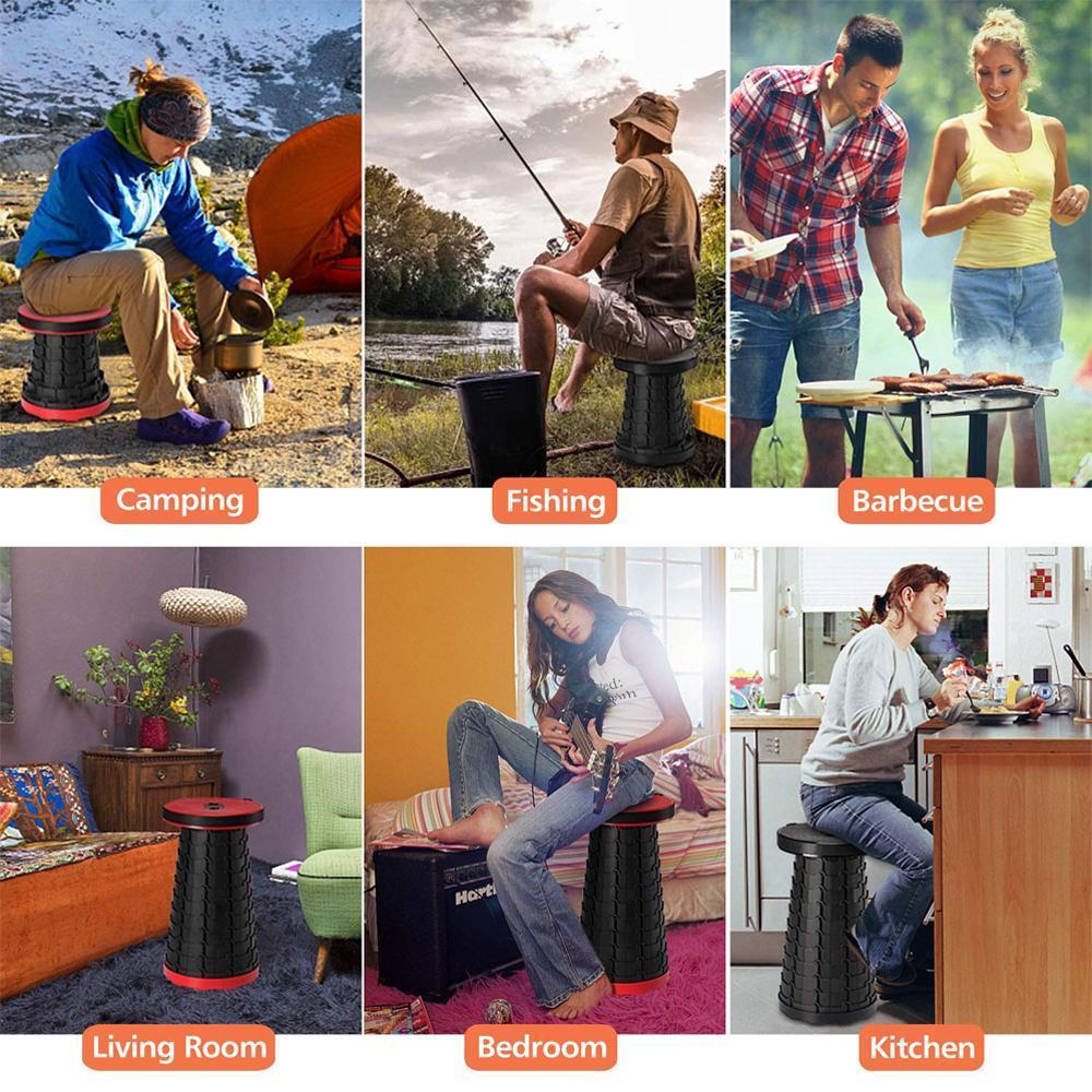 Retractable Folding Stool with Adjustable Height and High Load Capacity