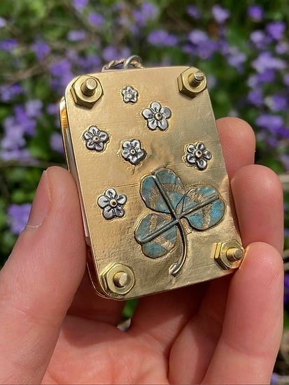 Mini Flower Press with Brass and Silver Details - Portable Botanical Keepsake Maker