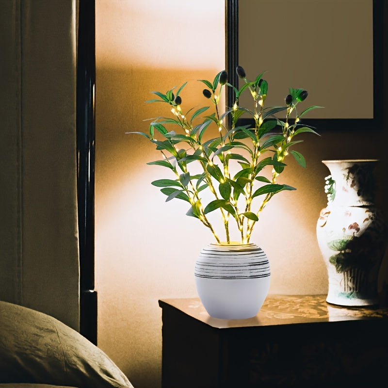 Olive Branch LED Table Lamp - Wireless Elegant Accent Light