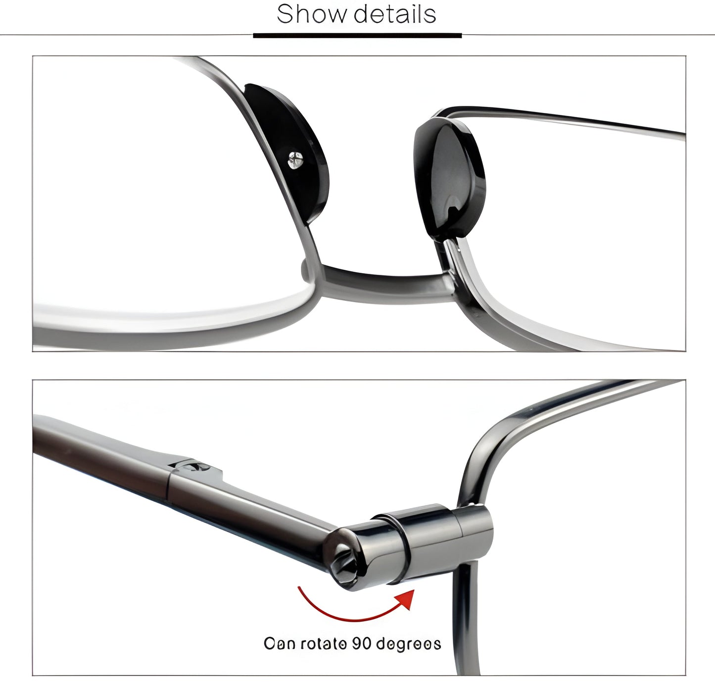 Compact Folding Reading Glasses for Men and Women - Gray Stainless Steel