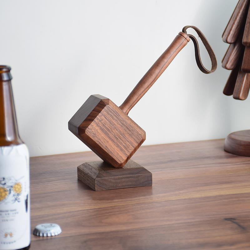 Rustic Beech Wood Thor Hammer Beer Bottle Opener
