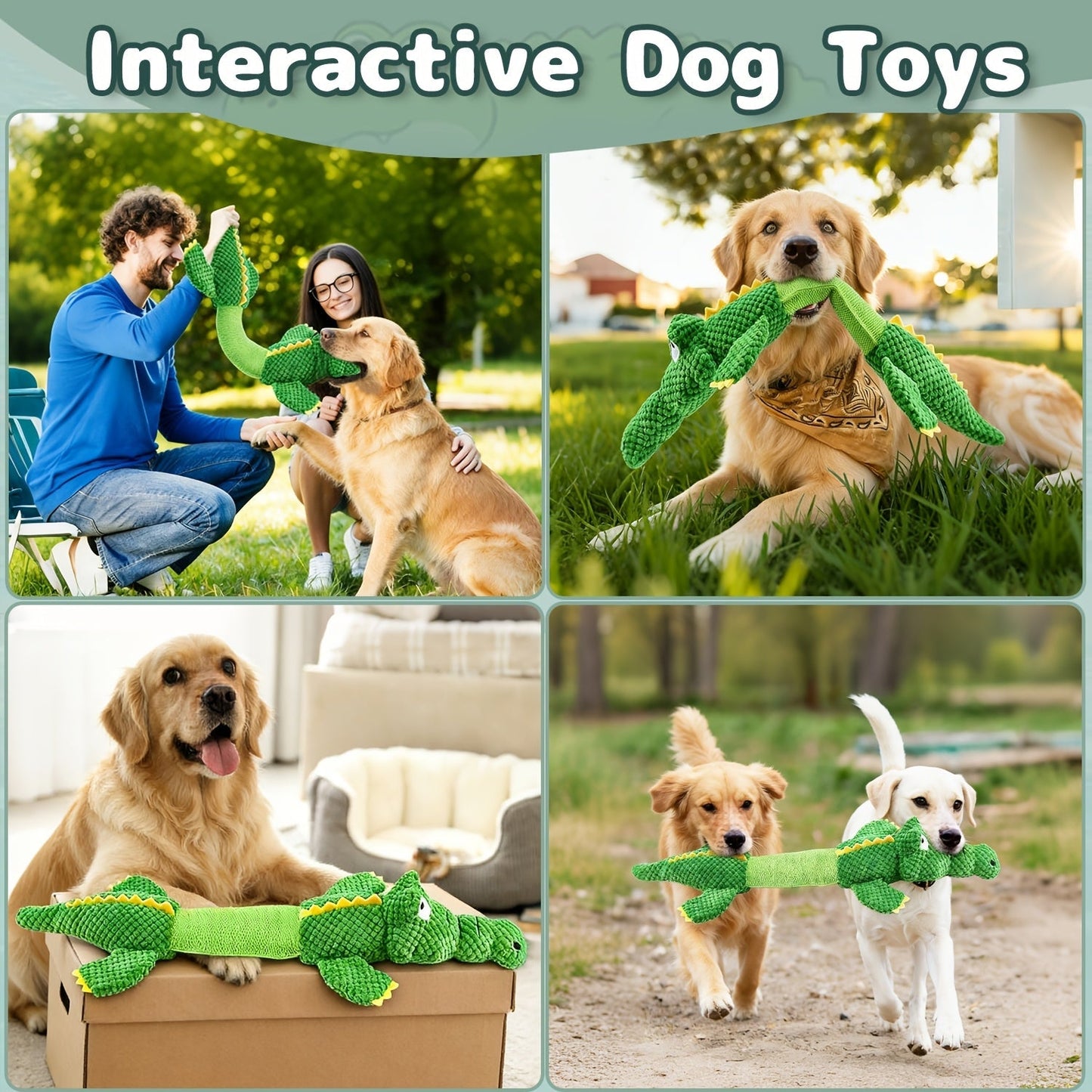 Durable Crocodile Dog Toy with Squeaker for Interactive Play