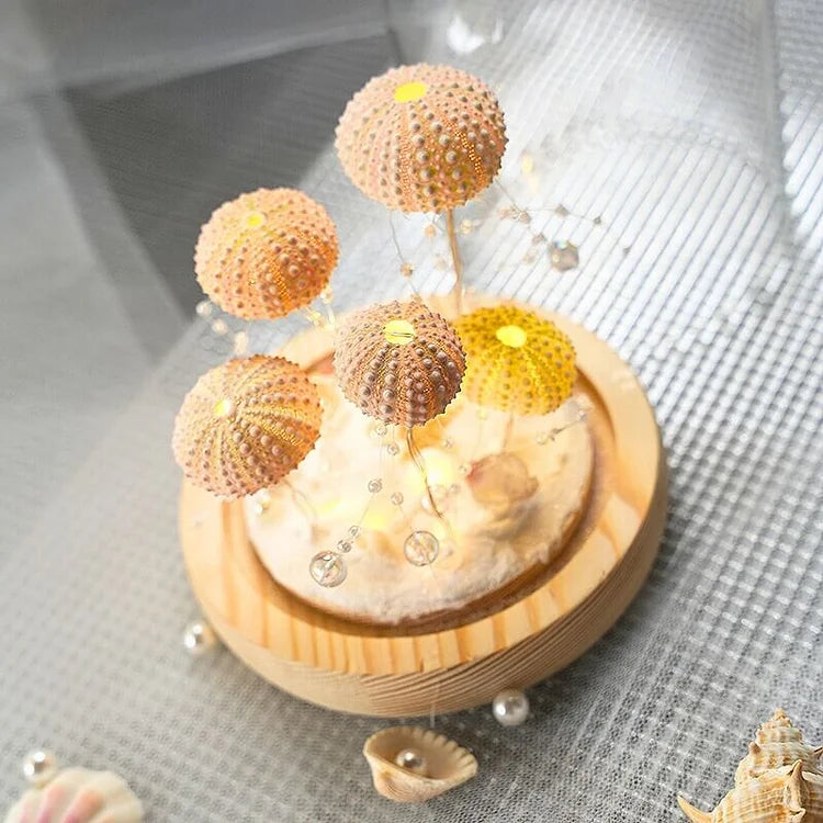DIY Table Lamp with Natural Sea Urchin Shell and Gold Base