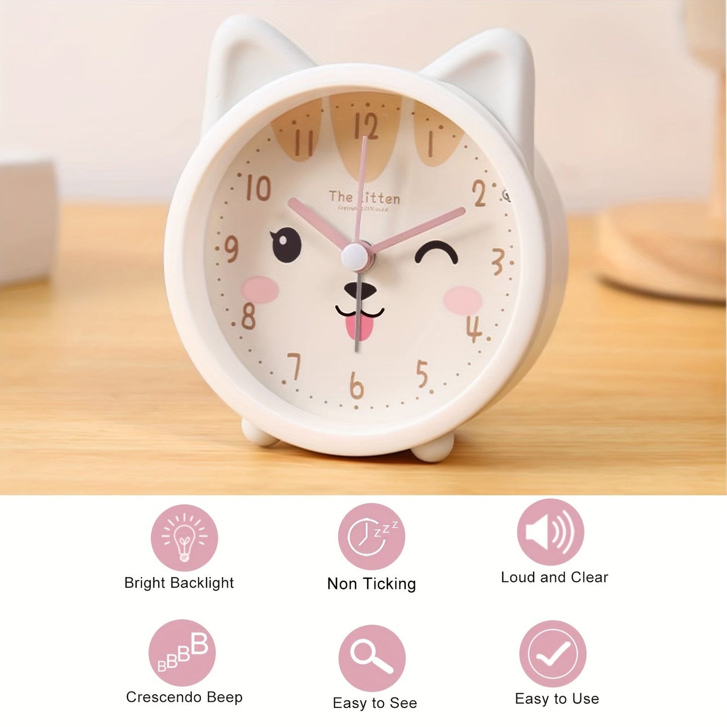 Silent Rabbit Alarm Clock with Night Light for Kids