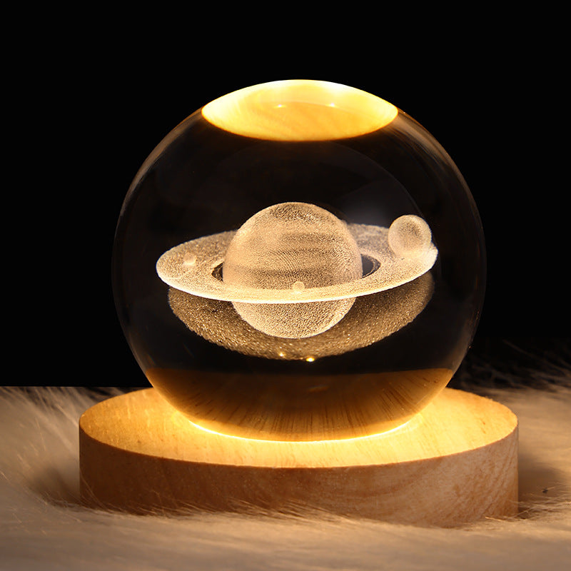 LED Galaxy Crystal Ball Table Lamp 3D Night Light for Kids and Home Decor