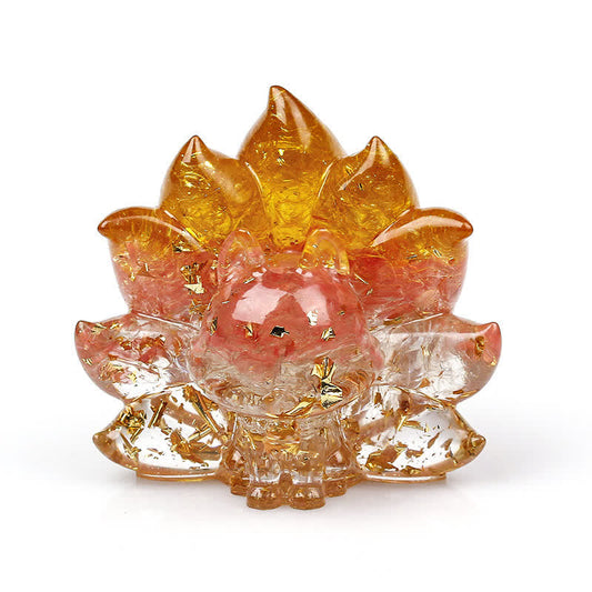 Nine-Tailed Fox Gemstone Decoration with Natural Crystals