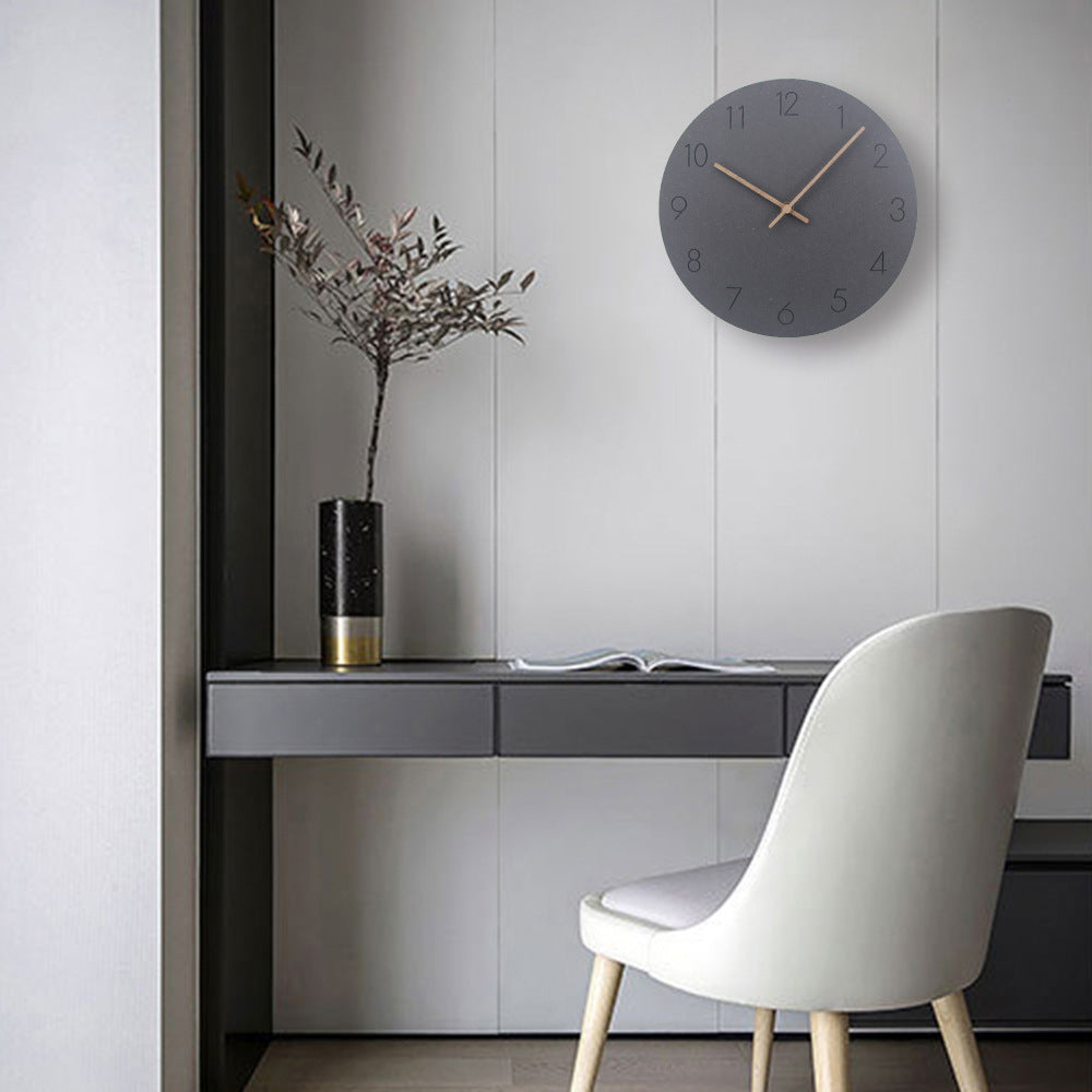Minimalist Silent Wall Clock 29 cm - Modern MDF with Walnut Hands