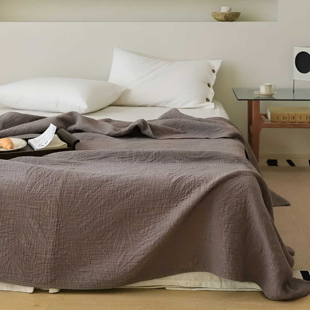 Premium Cotton Leaf Pattern Throw Blanket