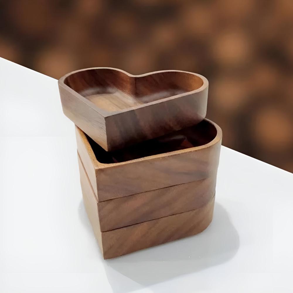 Heart-Shaped Solid Nut Wood Snack Tray