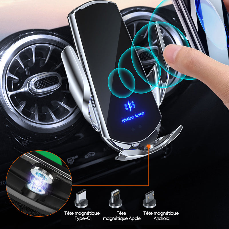 Wireless Car Charger Mount with Automatic Clamp and One-Handed Operation