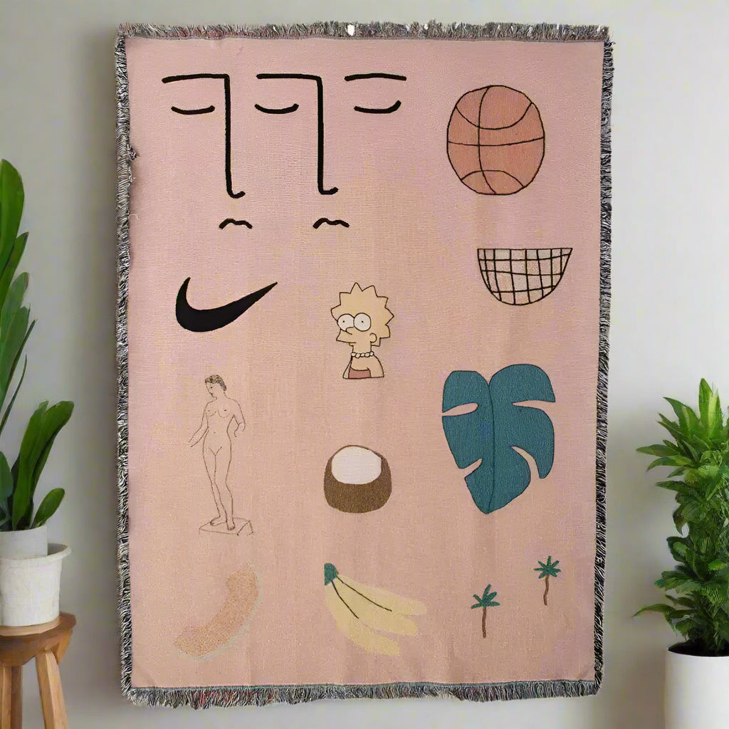 Pink Muse Colorful Woven Throw Blanket
