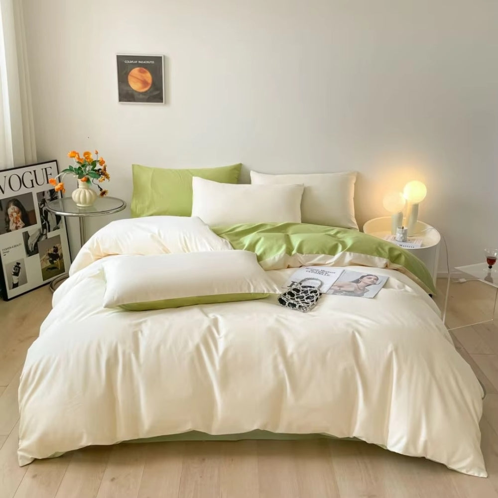 Cotton Duvet Cover Set with Zipper Closure and Pillowcases