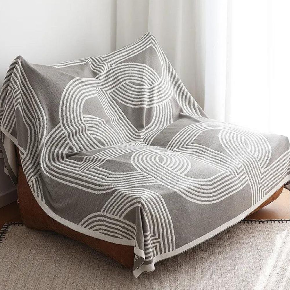 Reversible Geometric Knit Blanket in Ultra-Soft Fabric