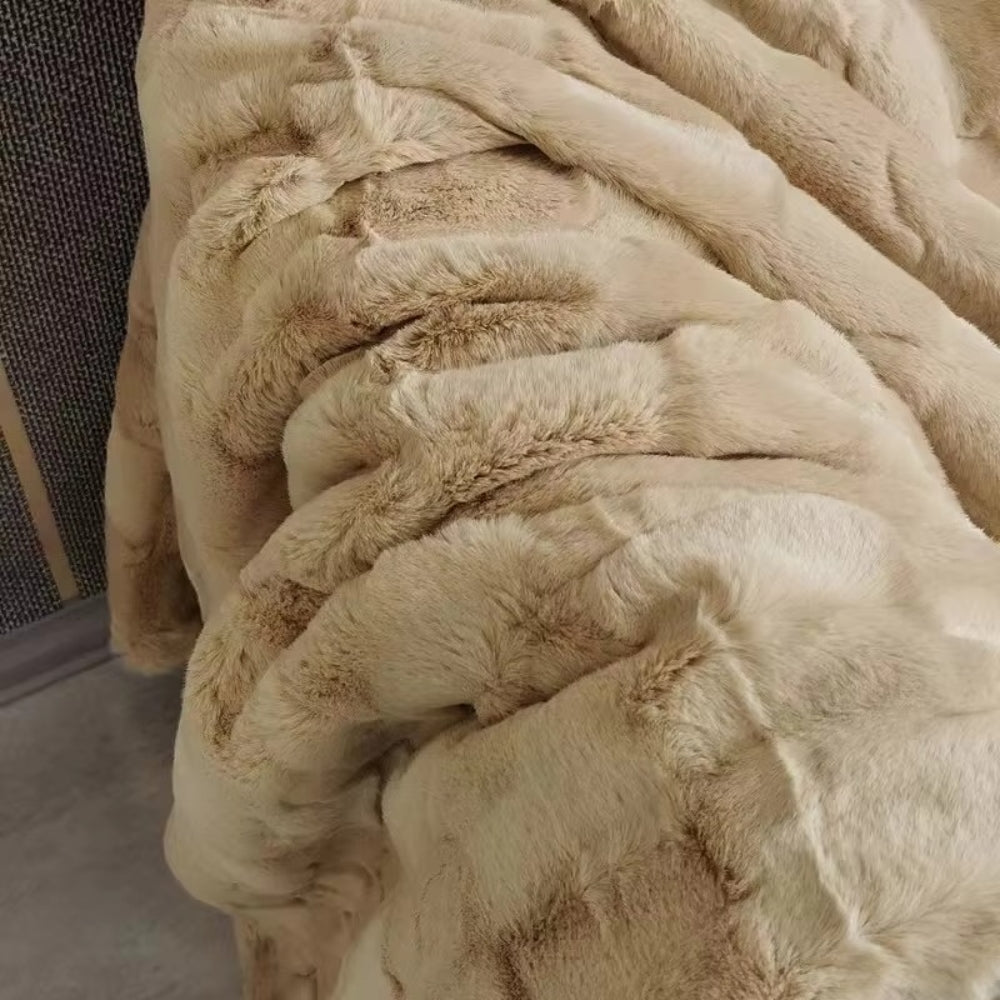 Plush Double-Layer Faux Fur Throw Blanket