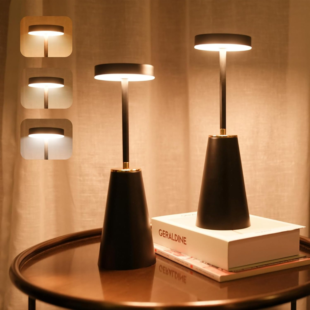 Rechargeable Wireless Metal Table Lamp with Adjustable Brightness