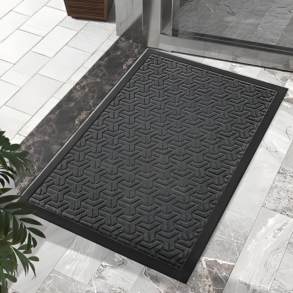 Durable Geometric Entryway Door Mat with Rubber Backing