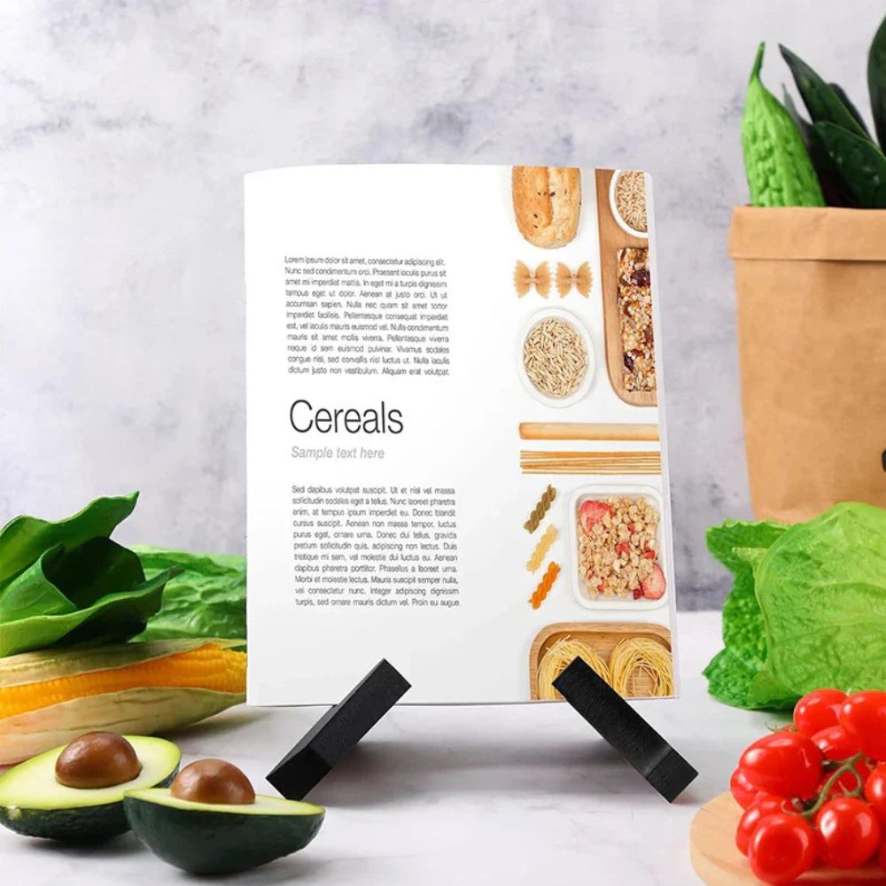 Charcoal Pine Wood Recipe Book Stand with X-Frame Design