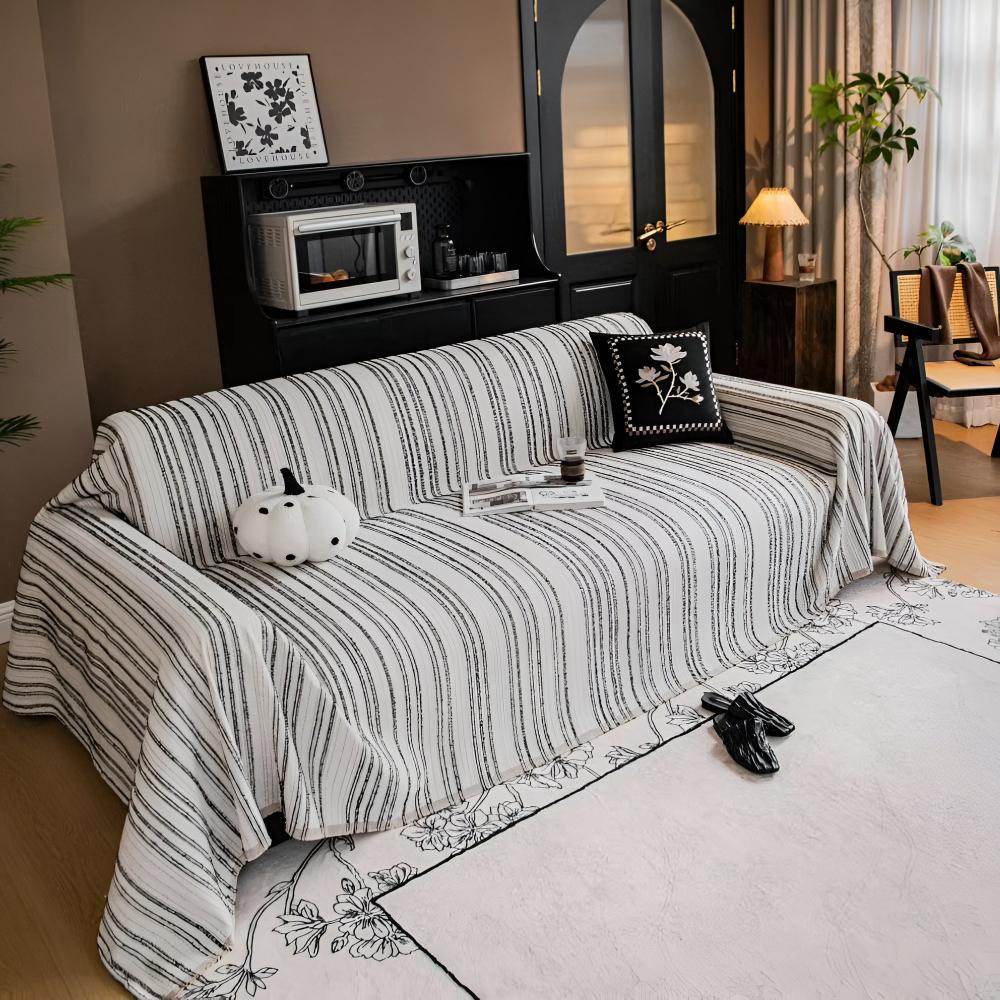 Chenille Striped Sofa Cover for Stain Protection