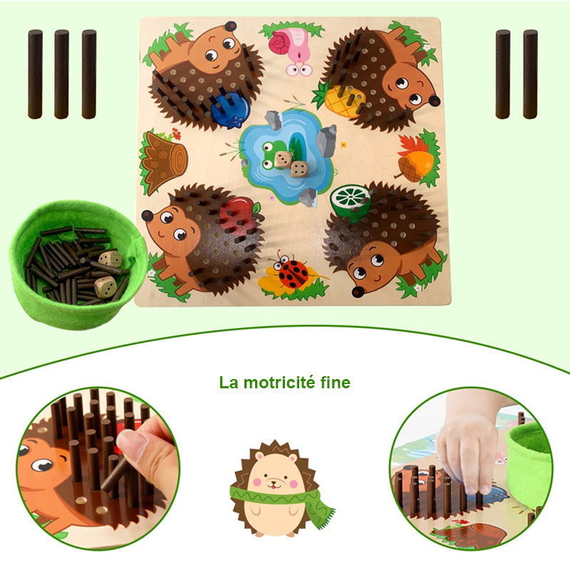 Wooden Hedgehog Counting Game for Kids - Montessori Educational Toy