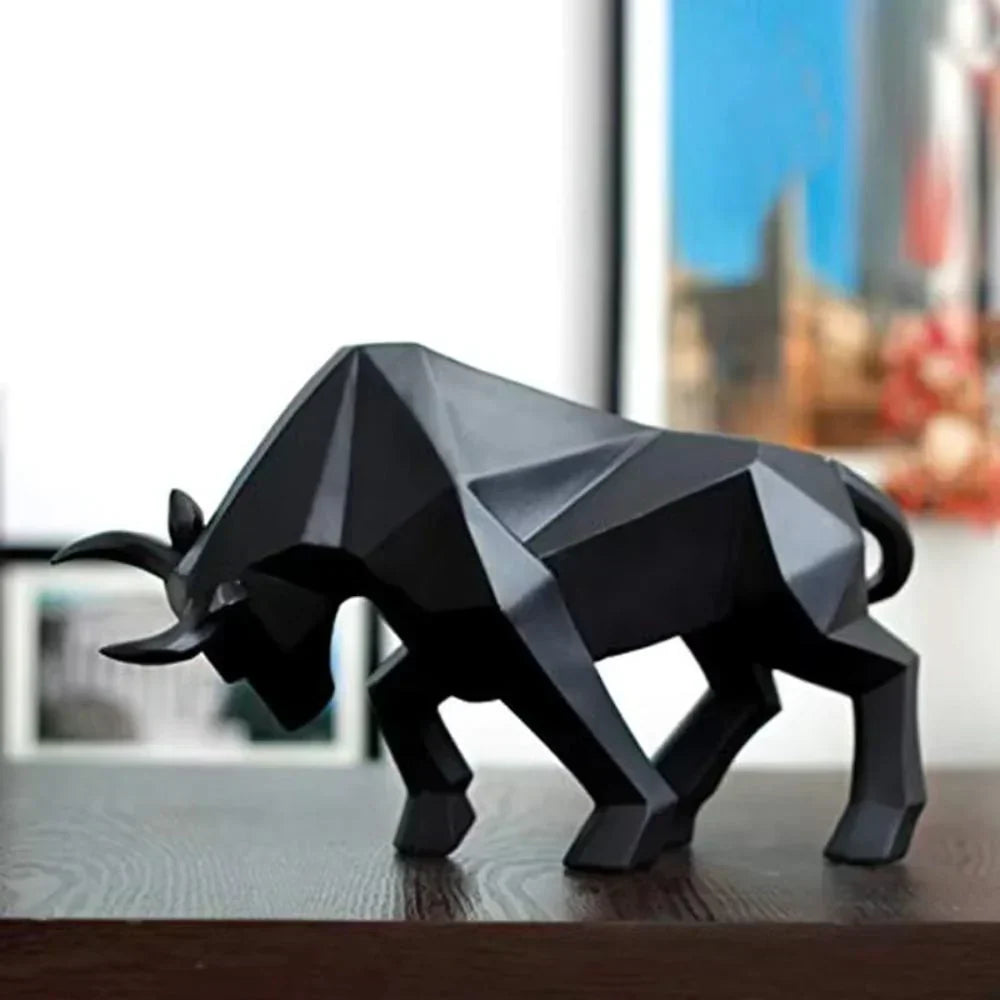 Geometric Bull Figure Modern Resin Decor for Office and Living Room