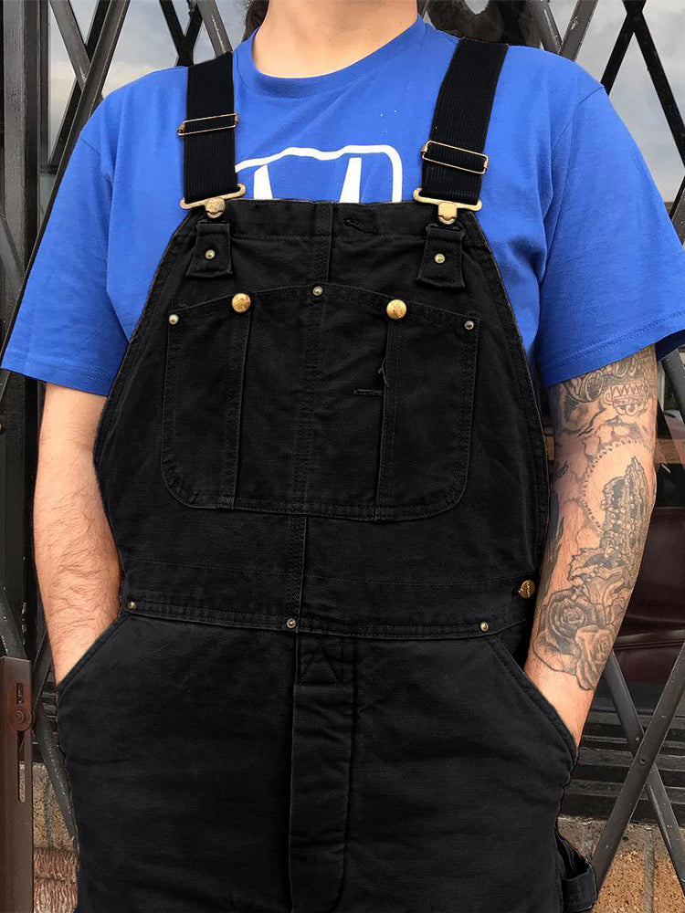 Men's Vintage Duck Canvas Bib Overalls with Adjustable Straps