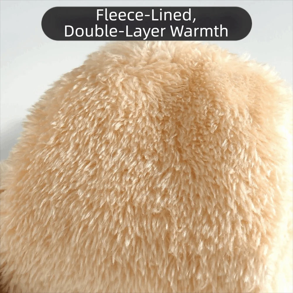 Double Layer Fleece Lined Knit Winter Mittens