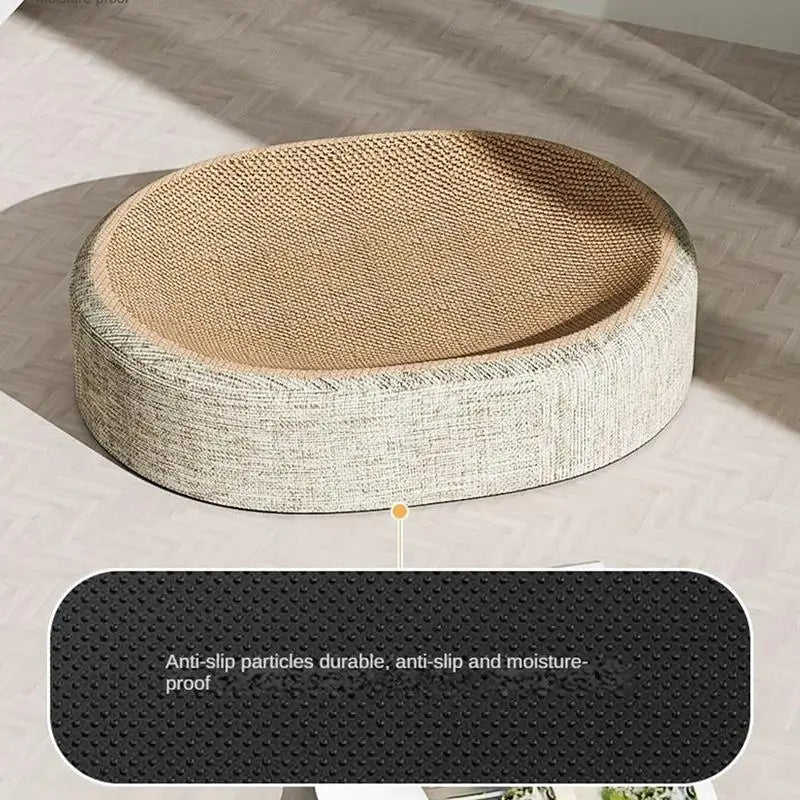 Sisal Oval Cat Scratcher Bed with Anti-Slip Base