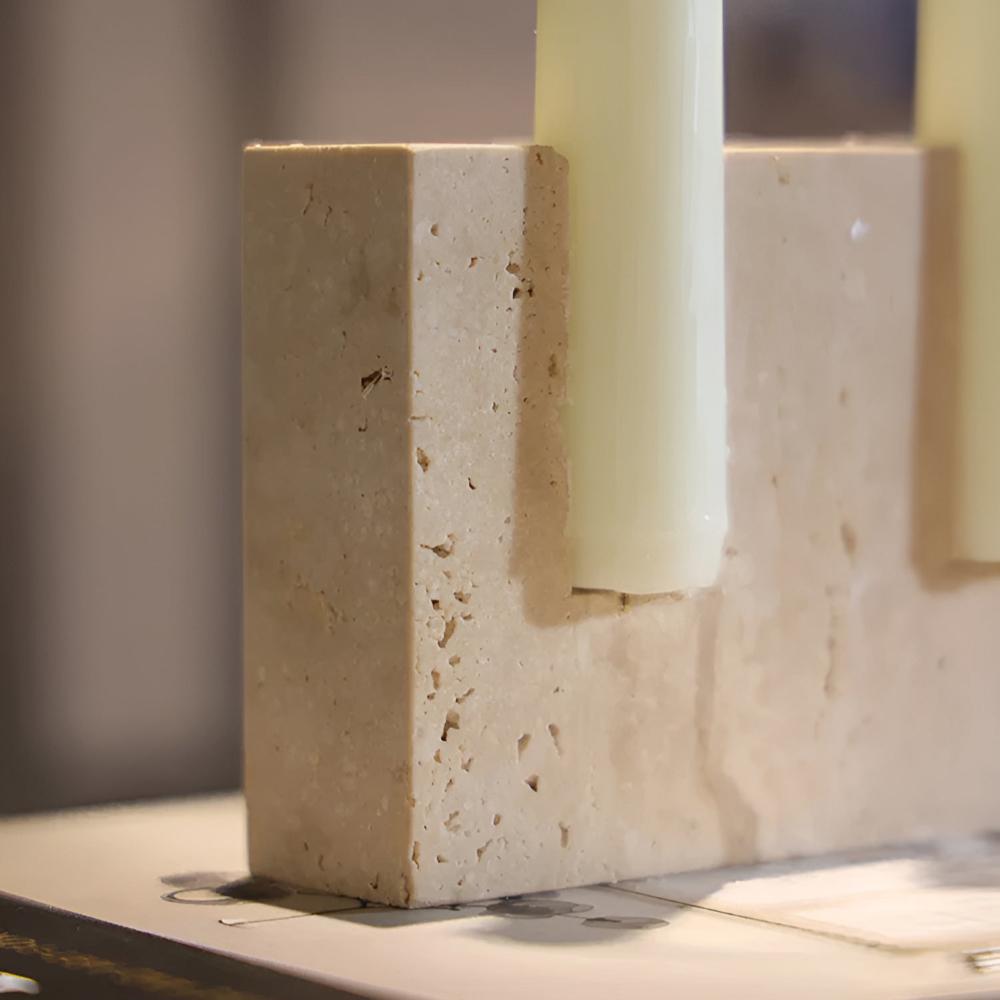 Travertine Stone Candle Holder for Taper Candles
