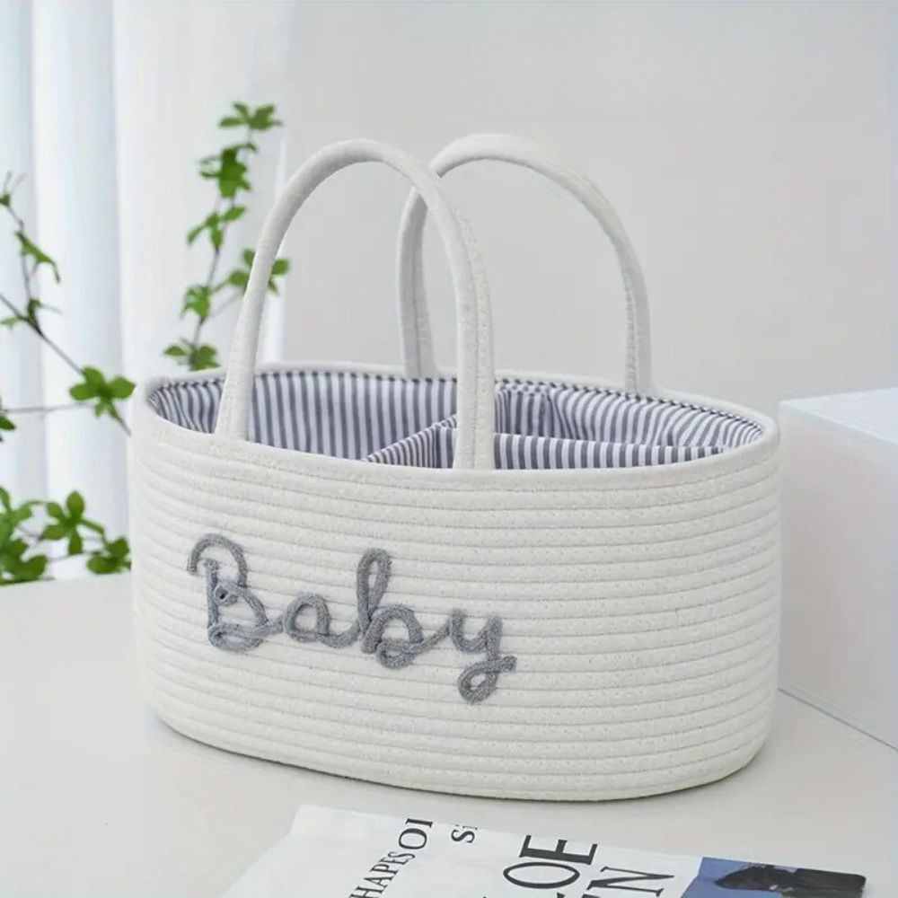 Cotton Rope Baby Caddy Organizer with Removable Divider