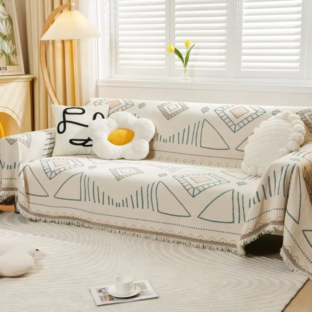 Plush Geometric Chenille Sofa Cover