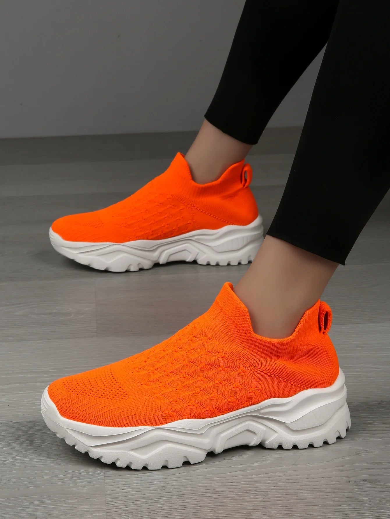 Women's Orange and White Ortho Cloud Slip-On Shoes