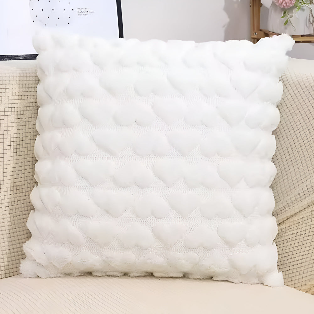 Plush Heart-Shaped Cushion Cover