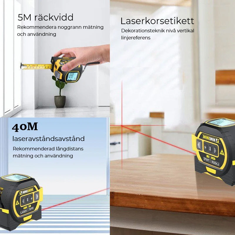 3-in-1 Laser Distance Meter and Tape Measure