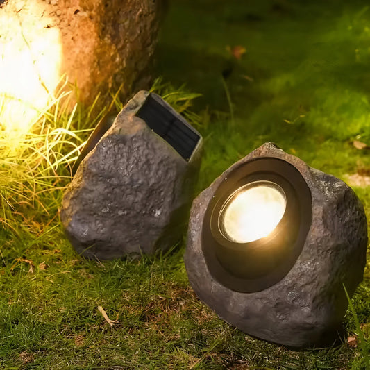 Solar Stone Garden Light with Weatherproof Design