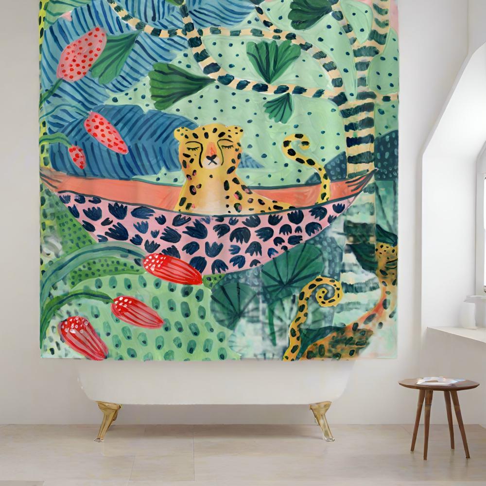 Tropical Cheetah Pattern Shower Curtain