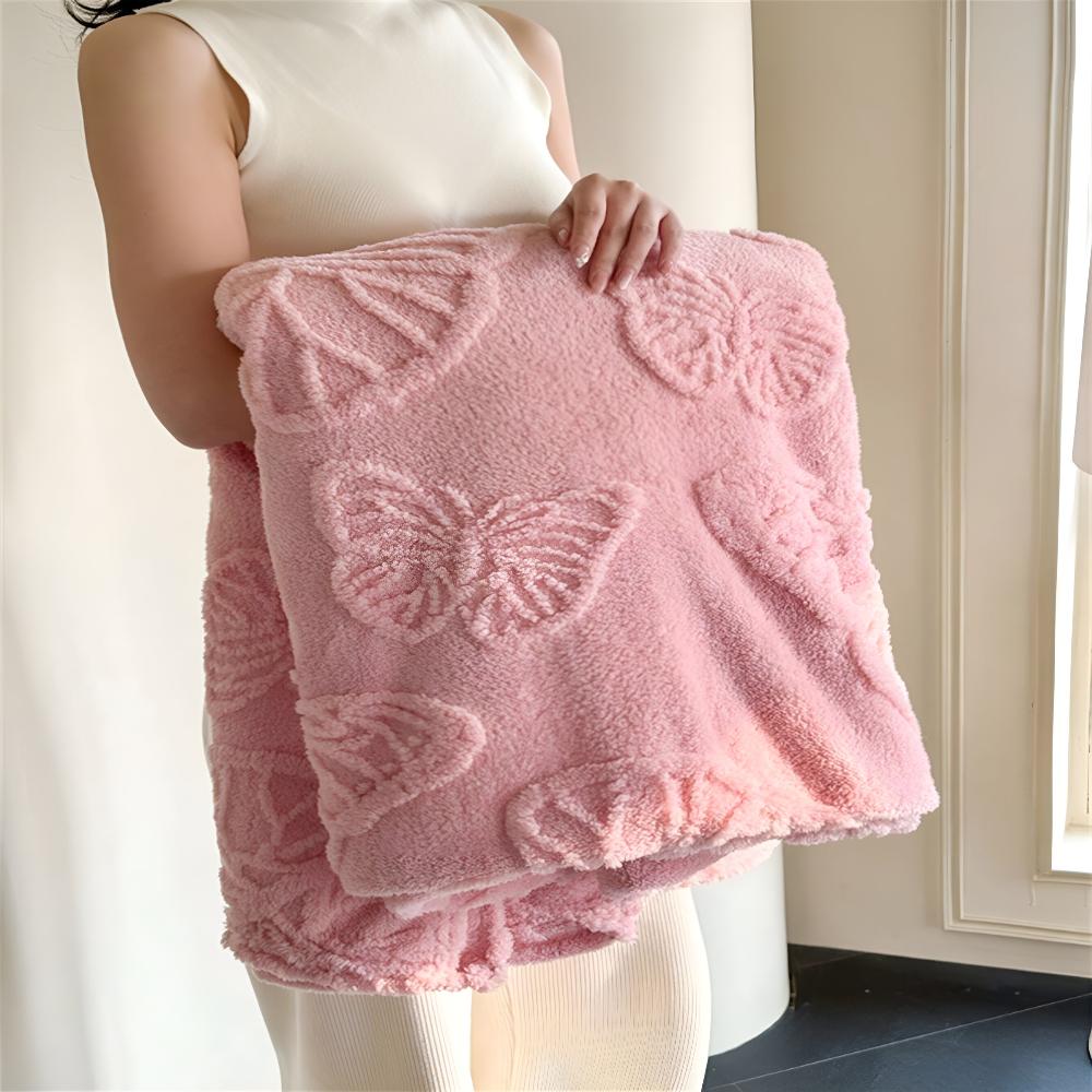 3D Butterfly Jacquard Flannel Blanket