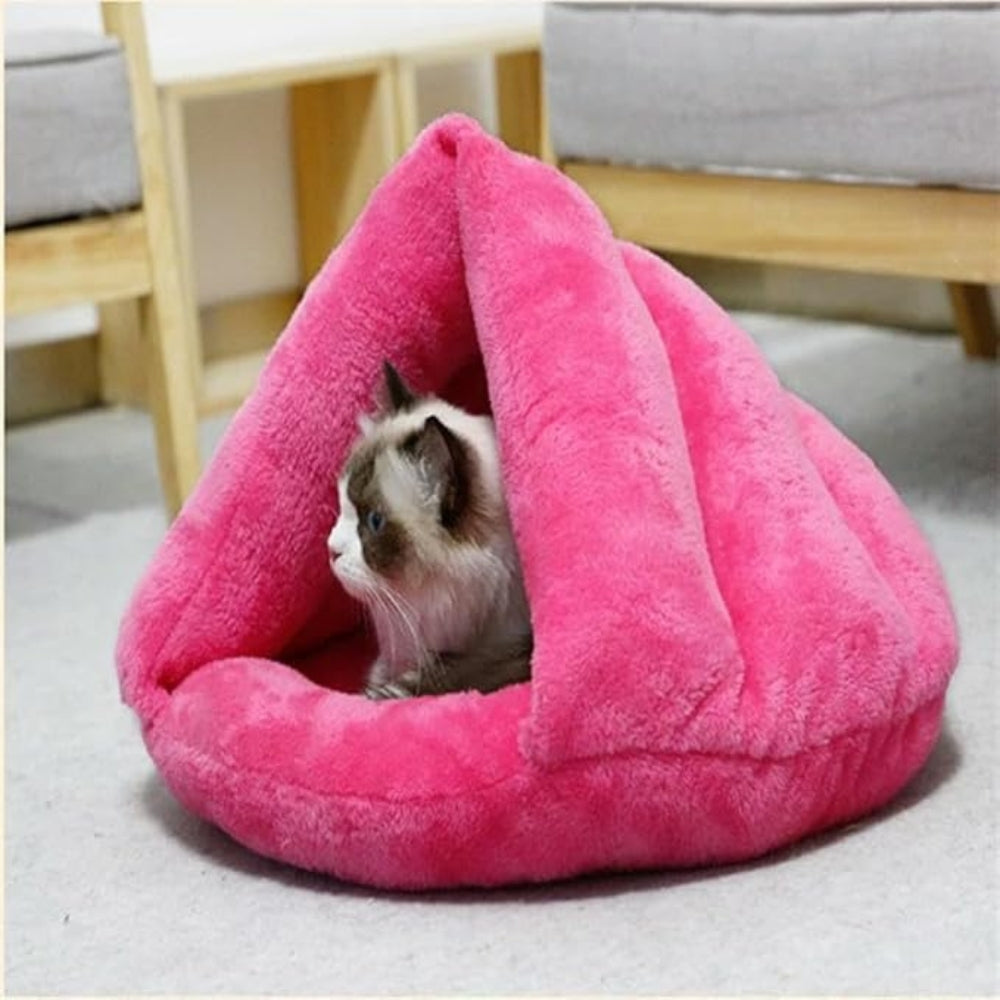 Cozy Polar Fleece Pet Cave Bed for Cats and Small Dogs