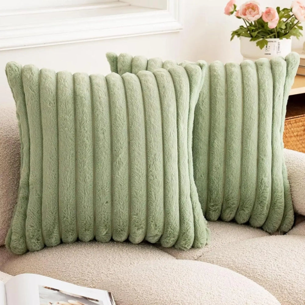 Green Faux Fur Fluffy Cushion Cover