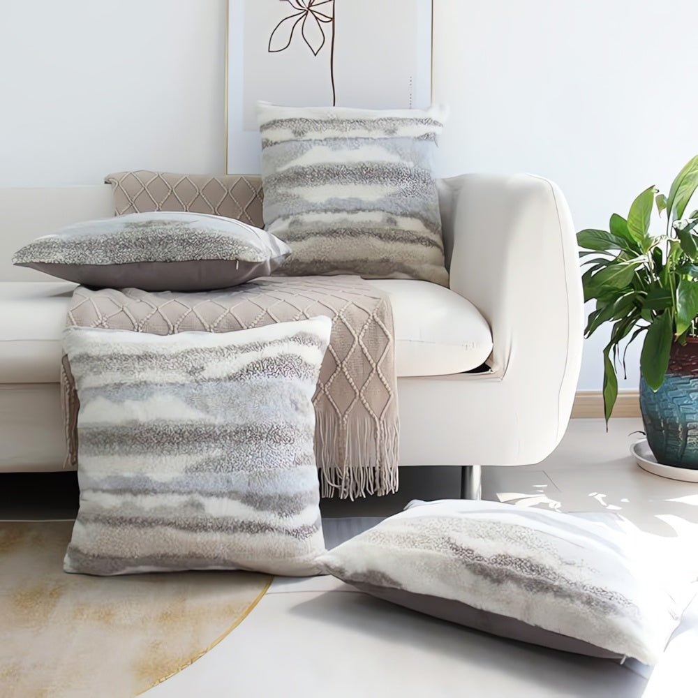 Double-Sided Marble Plush Cushion Cover