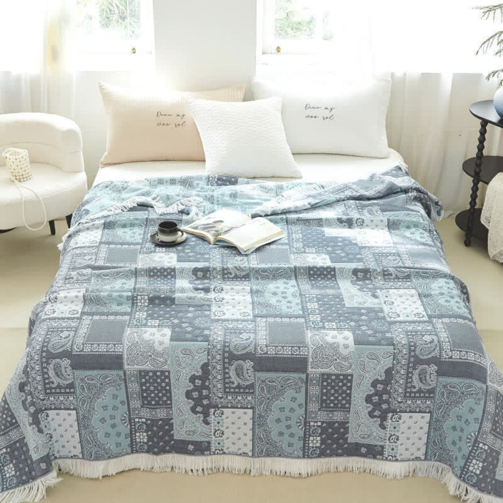 Mosaic Pattern Lightweight Cotton Gauze Blanket