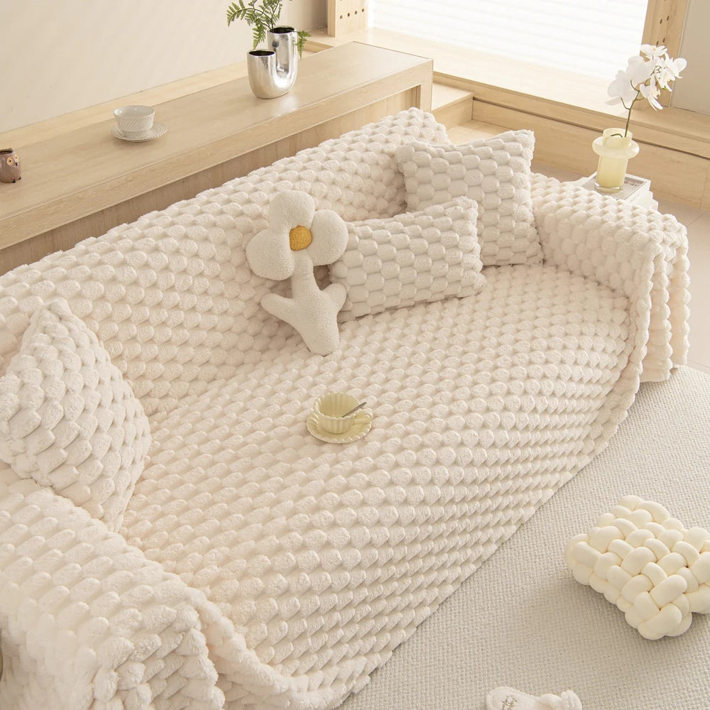 Tufted Rabbit Faux Microfiber Sofa Cover