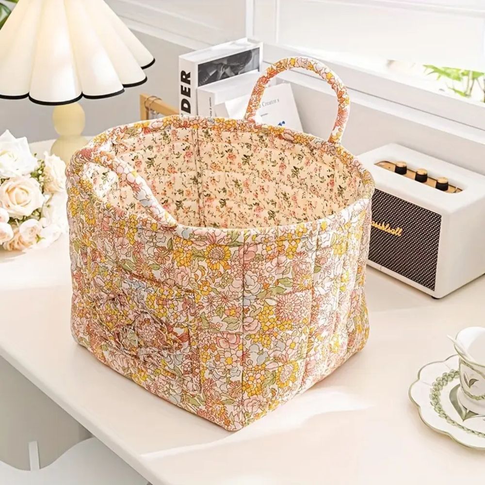 Floral Canvas Storage Basket for Organizing Essentials