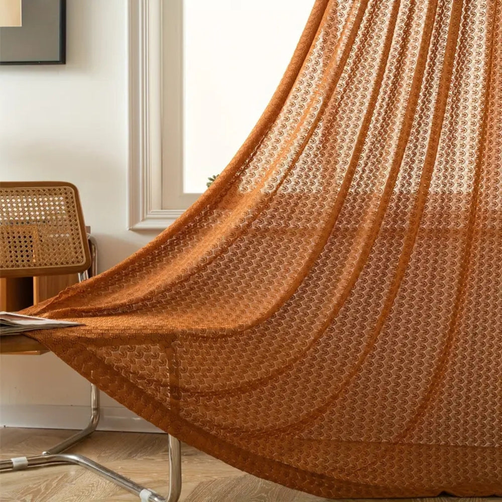 Amber Glow Bohemian Crochet Curtain