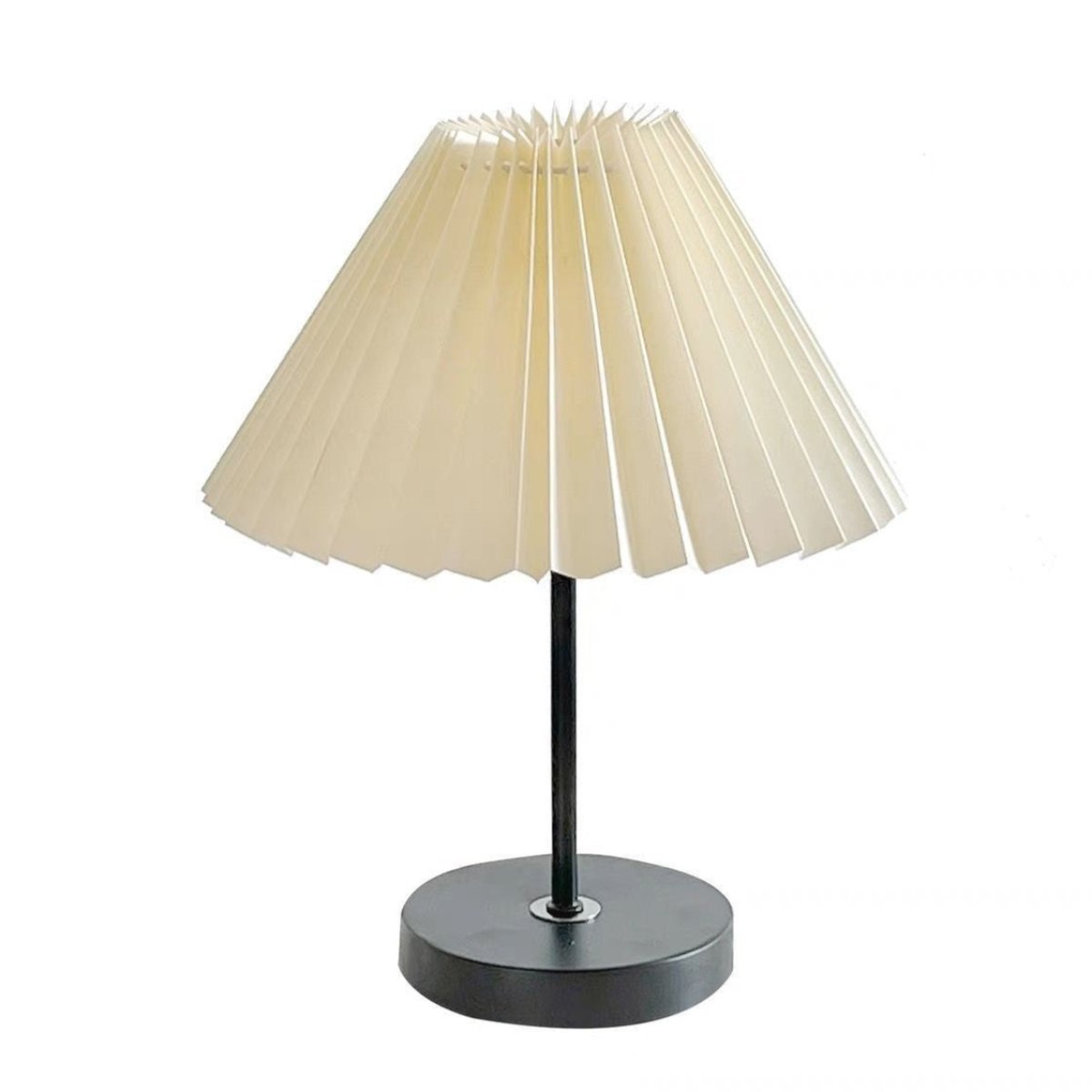 Dimmable Pleated Fabric Table Lamp with Iron Base