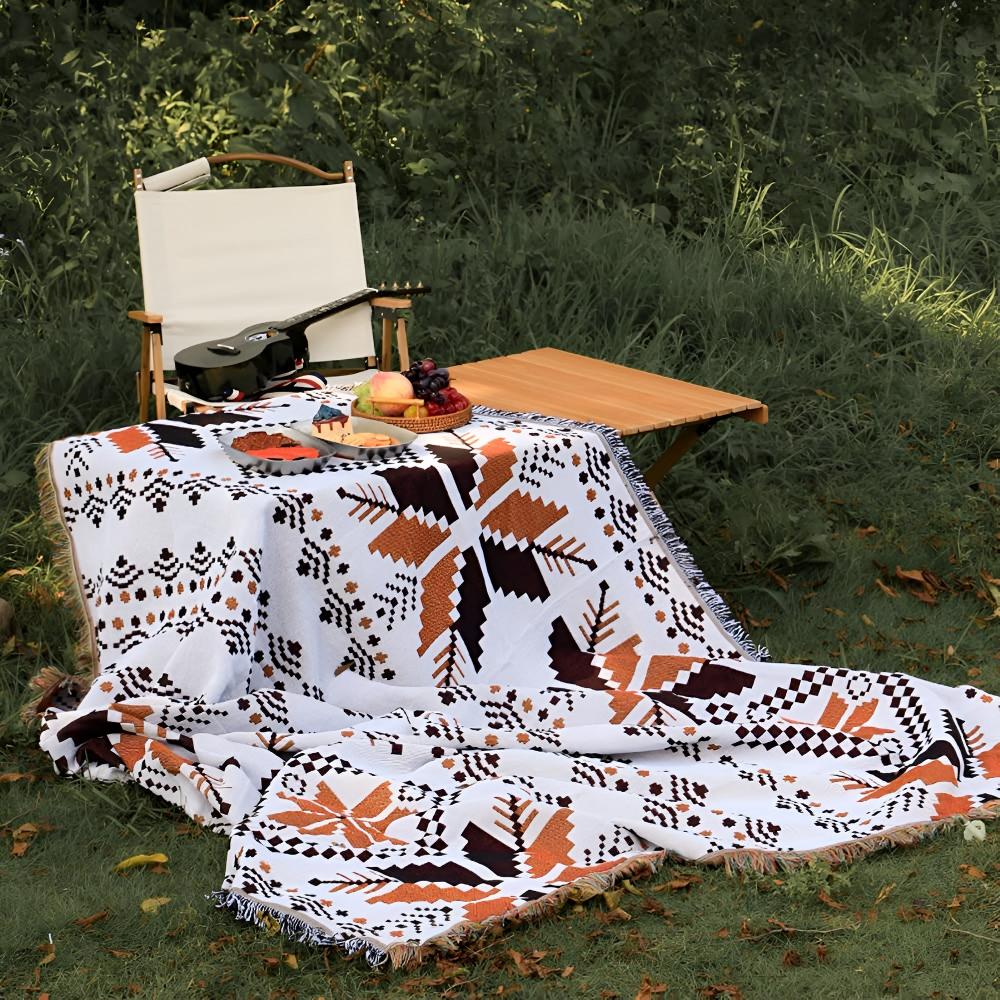 Moroccan Boho Pattern Picnic Mat for Indoor and Outdoor Use