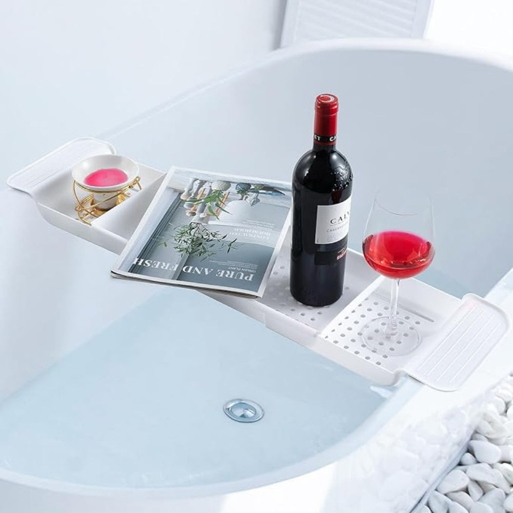Adjustable Bathtub Caddy Tray with Non-Slip Grip