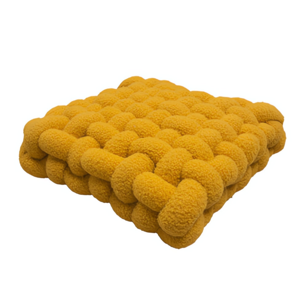 Plush Woven Knot Boucle Cushion in Soft Lamb Velvet